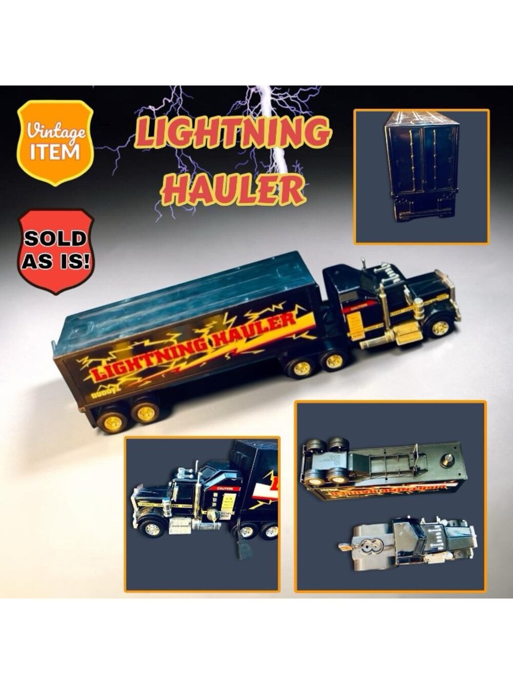 Vintage 1993 Buddy L Kenworth Truck Lightning Hauler Trailer Toy Untested 23”